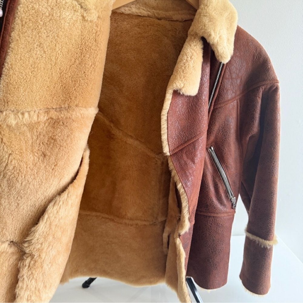 Sandro Zinal Shearling Biker Jacket - Picture 9 of 14
